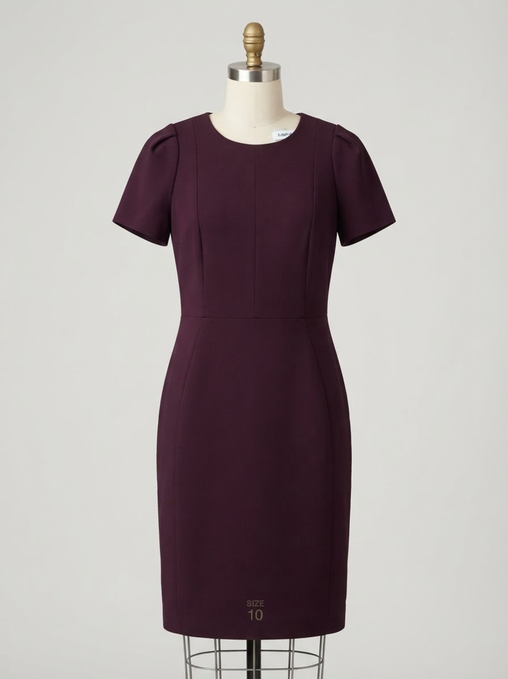 Calvin Klein Short-Sleeve Sheath Dress in Plum